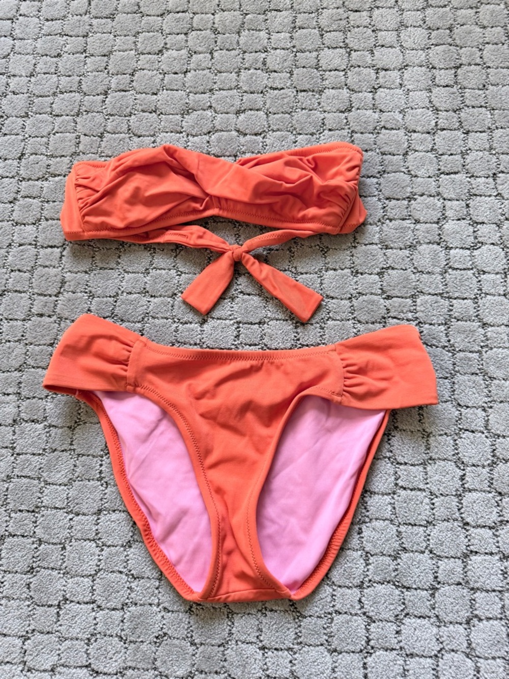 JCrew Coral Orange Bandeau Bikini Set - Two Piece Swimwear